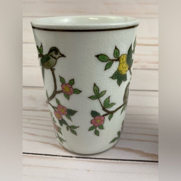Pier 1 Imports Porcelain Tea Infuser Mug Birds & Blossoms Hand Painted NO LID - Picture 9 of 12